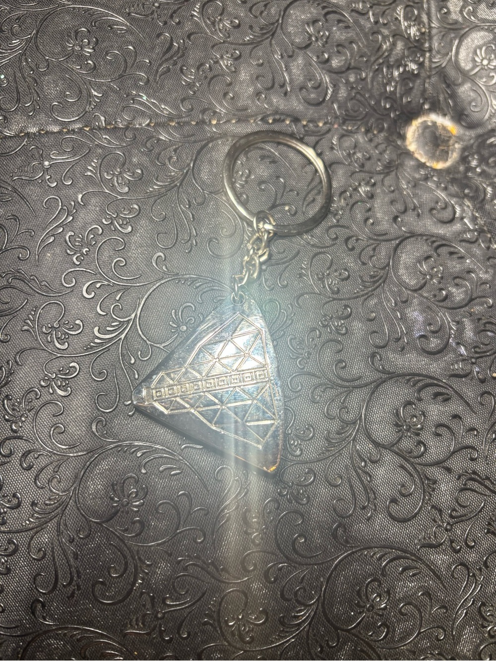 Silver Diamond-Shaped Keychain Pendant - Women's Jewelry